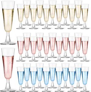 Flûtes à champagne en plastique transparent jetables, verres à vin en plastique pour mariage, célébration, fête d'anniversaire - Product Image 1