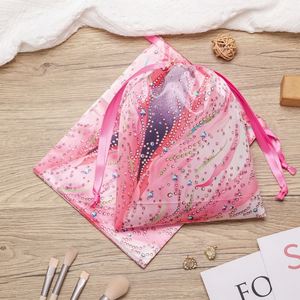 Sac à cordon en satin personnalisé avec logo pour extensions capillaires, sac de protection en satin de soie pour vêtements, emballage recyclable - Product Image 2