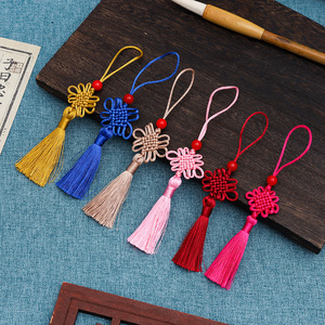 Handmade Chinese Knot Tassel Ornament Solid Color Textile Craft Home Decoration Folk Art Keychain <b>Bookmark</b> Pendant - Product Image 1
