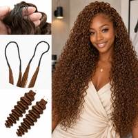 Extensions de cheveux humains Deep Curl Feather Crochet Super Double Drawn, sans perte, sans colle, installation rapide, réutilisables pour femmes noires