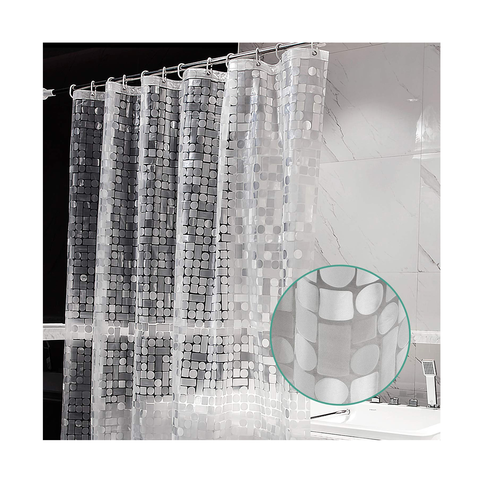 3D Штора для душа из шторы 72X72 дюйма прозрачные ванная комната прозрачный Peva занавеска для ванной комнаты из водонепроницаемого материала