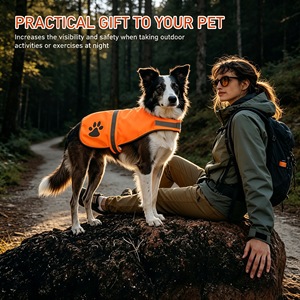 Gilet réfléchissant pour chien, vert et orange, en polyester, vêtements pour animaux de compagnie quatre saisons, pour petits et grands chiens, design anti-perte - Product Image 5