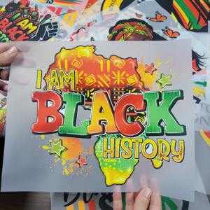 สติกเกอร์รีดร้อนแบบ DTF ลายพิมพ์ตามสั่ง พร้อมรีด ลายพิมพ์ยอดนิยมเกี่ยวกับ<span class=keywords><strong>ประวัติ</strong></span>ศาสตร์คนผิวดำ สำหรับเสื้อยืด - Product Image 4