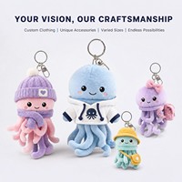 Porte-clés mascotte méduse en peluche personnalisé, faible MOQ, commande personnalisée, service d'échantillonnage rapide, logo brodé, cadeau promotionnel personnalisé