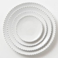 Fournisseur de la Chine service de vaisselle en porcelaine perles blanches céramique fine porcelaine 12 pièces ensemble de table blanc pour restaurant