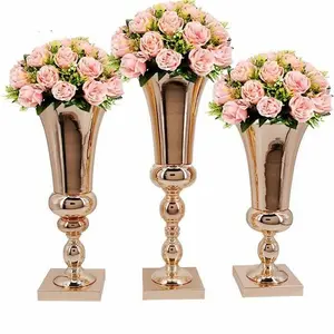 Vasos de flores luxuosos, vasos de flores de aço moderno para decoração de casa, sala de estar e casa, de metal