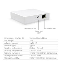 Passerelle Domotique Intelligente Matter Tuya avec Câble, Hub Bridge Protocole Zigbee Thread, Compatible Alexa Google Home HomeKit