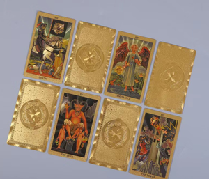 مجموعة كاملة جديدة من بطاقات التاروت الذهبية ، بطاقة التاروت المطبوعة بالألوان ، بطاقة لعبة البوكر البلاستيكية من كلوريد البولي فينيل - Product Image 4