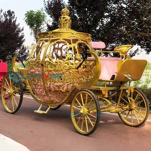 Populares Carretas Eléctricas de Calabaza para Bodas, Carruaje Real de Cenicienta para Princesas, Carro de Caballos Turístico de Calabaza para Bodas en Venta - Product Image 3