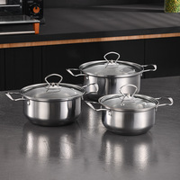Ensemble de 3 casseroles avec couvercles en verre, compatibles induction, antiadhésives, fond épais, lavables au lave-vaisselle, design moderne pour pâtes, soupes, ragoûts et conserves