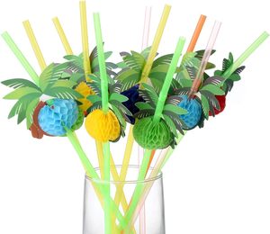 Nhà Máy Trực Tiếp Uống Rơm Cho Nhựa Uống Ống Hút Ô Hawaii Luau Đảng Ống Hút Cho Đồ Uống Trang Trí Thiết Lập - Product Image 3