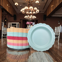 Assiettes jetables en plastique de 10 pouces avec bordure en dentelle pour réception de mariage, banquet, restauration et dîner élégant