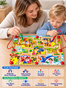 Gioco Educativo Creativo Senza Schermo con Labirinto Magnetico di Perline e Percorsi Guidati per Attività in Classe Prescolare - Product Image 3