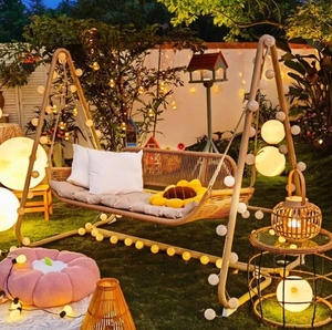 Balançoire de jardin double intérieure/extérieure de style moderne avec panier suspendu <span class=keywords><strong>hamac</strong></span> de patio <span class=keywords><strong>en</strong></span> fer pour chambre, balcon et cour - Product Image 4