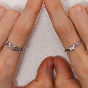 Wholesale Fashion Fine Jewelry Sterling <b>Silver</b> Couple Matched <b>Rings</b> CZ Diamond <b>Ring</b> Engagement <b>Adjustable</b> <b>Rings</b> for Women - Product Image 6