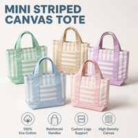 Sac fourre-tout en toile rayé rose personnalisable avec logo, sac à main décontracté pour femmes, sac à bandoulière en toile durable