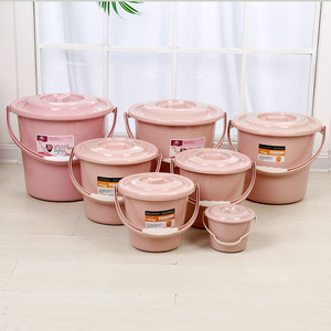 Cubos de Plástico con Tapa, Color Rosa Macaron, Varios Tamaños, Portátiles, para Almacenamiento, Agua, Dormitorio, Oficina, Lavado de Autos, Reforzados - Product Image 1