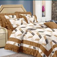 Parure de lit de luxe imprimée tissée moderne 6 pièces à motif rétro classique, ourlée, qualité biologique 400TC, durable, pour mariage