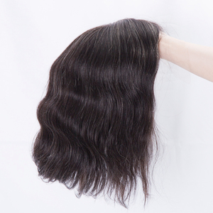 Perruque en cheveux humains Salt and Pepper, dentelle HD, ondulations naturelles, 10 pouces, dos en maille élastique respirante pour cuir chevelu sensible et couverture des cheveux gris - Product Image 4