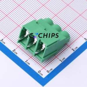 MX635-6.35-03P-GN01-Cu-PS-A Screw Terminal Block Through hole Component (THT),P=6.35mm Connector 1x3P 6.35mm Green Through Hole - Product Image 2