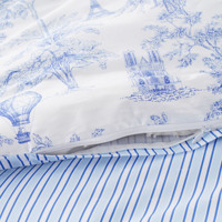 Parure de lit en coton 100% avec imprimé paysage parisien, fermeture éclair, design réversible double face