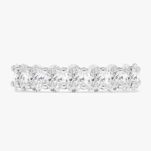 Anillos de media eternidad de diamantes cultivados en laboratorio de 2 quilates, oro macizo de 14K y 18K, corte ovalado, anillos de boda con engaste de puntas, modernos, apilables, minimalistas - Product Image 3