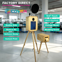 Photomaton commercial double face en bois avec écran tactile avant 18,5 pouces pour iPad et appareil photo reflex numérique arrière, idéal pour la location événementielle et les mariages