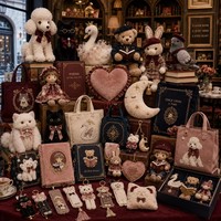 Coussin en peluche personnalisé, ensemble de club de lecture vintage victorien, poupée caniche, canard, lapin en peluche