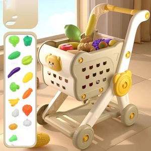 Four Wheel Educational Eco-friendly Non-toxic Home Supermarket Toy Set Plastic <b>Kids</b> Shopping Cart Fruit Kitchen <b>Trolley</b> Improve - Product Image 5