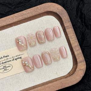 Uñas Postizas Cuadradas Hechas a Mano 100% ABS, Uñas Postizas Cortas con Diseño <span class=keywords><strong>de</strong></span> Flores 3D y Punta Francesa para Mujer - Product Image 6