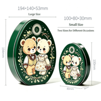 Boîte en étain ovale personnalisée pour la Saint-Valentin, avec motif d'ours en relief, recyclable, de qualité alimentaire, imprimée, pour bonbons, chocolat, cadeaux