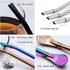 Bombilla de Acero Inoxidable de 155 mm de Alta Calidad con Cuchara Filtrante Reutilizable para Té <span class=keywords><strong>Yerba</strong></span> Mate Accesorios de Bar Nuevo para Uso Comercial y Alimentario - Product Image 5