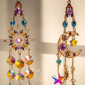 Campana de Viento de Cristal con Diamantes de Colores Colgantes, <span class=keywords><strong>Sol</strong></span> y Luna, Arcoíris para Jardín, Adorno Hecho a Mano para Decoración de Pared <span class=keywords><strong>del</strong></span> Hogar - Product Image 2