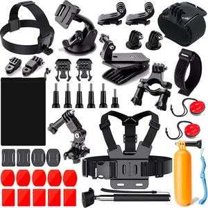 Kasin Factory-venta al por mayor de accesorios para Cámara de Acción, Kit 40 en 1 para Go pro héroes 8 7 6 5 4 3 Xiao Yi 4K negro plateado