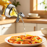 Distributeur d'huile en verre transparent gradué 160ml 300ml 500ml avec bouchon à bec verseur automatique anti-fuite pour cuisine