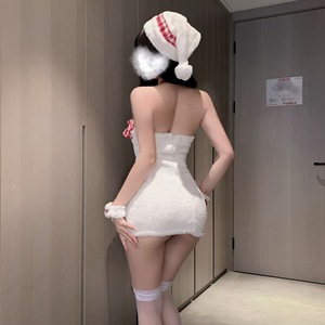 Ensemble de lingerie de Noël sexy et séduisant, tenue de fée blanche en peluche pour rendez-vous et nuit. - Product Image 2