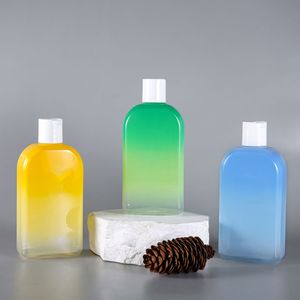 Bouteille plate de 300 ml en PET pour glycérine, design dégradé, emballage pour gel douche, shampoing, produits chimiques quotidiens hydratants - Product Image 1
