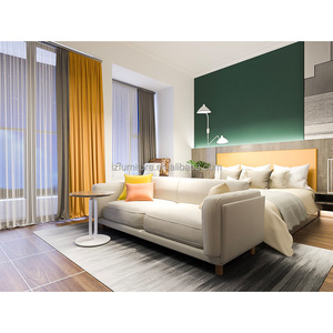 Factory Direct Sale Hotel Twin Beds Custom Wood MDF With Upholstered <b>Headboard</b> And Nightstands For 3 Star Hotel Furniture Sets - Product Image 2