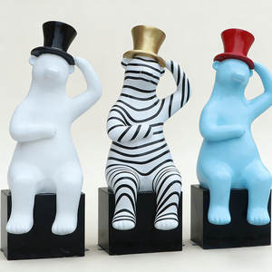 Ensemble de statues d'ours en fibre de verre sculptées, résistantes aux intempéries, pour espaces commerciaux, figurines d'animaux personnalisées - Product Image 5