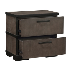 Comodino Bicolore Marrone e Nero con 2 Cassetti, Arredamento Moderno Industriale per Camera da Letto - Product Image 3