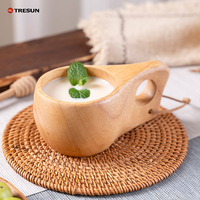Tasse en bois japonaise personnalisée avec logo et poignée, pour usage domestique, en caoutchouc, pour thé au lait, café et thé – Ensembles de tasses