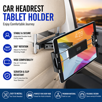 Support de tablette pour appuie-tête de voiture, flexible et réglable, fixation pour siège arrière, extensible, rotation à 360°, support de téléphone pour voiture pour iPad et tablette