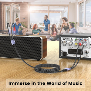 Cavo <span class=keywords><strong>RCA</strong></span> Audio per Auto di Alta Qualità, Placcato Oro, Intrecciato in Nylon, Vendita all'Ingrosso - Product Image 3