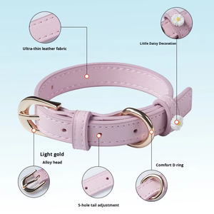 <span class=keywords><strong>Collar</strong></span> de Estilo Princesa con Diseño de Margaritas Pequeñas en PU, Diseño Ultrafino, Ultraligero y Lujoso para Perros y Gatos, Uso en Todas las Estaciones - Product Image 6