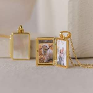 Персонализированный гравированный логотип 14K позолоченный Жемчуг Сердце земля очарование памяти фоторамка картина медальон ожерелье - Product Image 3