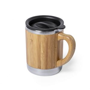 Hot Sales 400ml Double Wall Stainless Steel Bamboo Vacuum <b>Flask</b> Mug Wholesale Customized with Laser Engraved Logo Water Thermos - Product Image 3