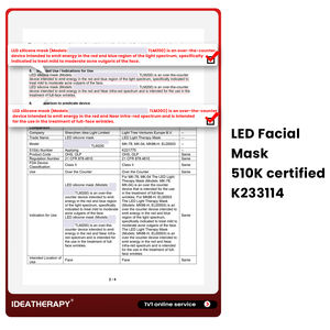 Mặt nạ đèn LED trị liệu ánh sáng đa màu sắc Shenzhen Ideatherapy 510K, thiết bị làm đẹp mới, trị liệu ánh sáng đỏ cho chăm sóc da mặt - Product Image 6