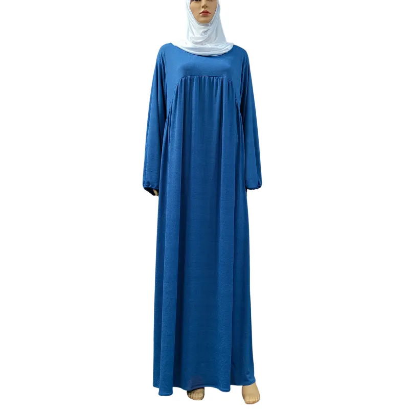 Katı renk mütevazı islam müslüman giyim zarif elbise kadınlar maxi elbise khimar başörtüsü abaya jil2023 eid iki parçalı set