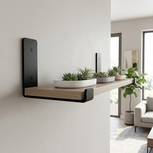 Black Powder Coated Metal Wall <strong>Shelf</strong> <strong>Scaffold</strong> <strong>Board</strong> Bracket - Product Image 1
