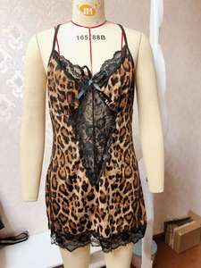 Offre Spéciale dentelle col en V Lingerie Sexy en gros Sexy maille léopard sans manches en <span class=keywords><strong>mousseline</strong></span> <span class=keywords><strong>de</strong></span> soie Slip chemise <span class=keywords><strong>de</strong></span> nuit pour grosse dame - Product Image 5